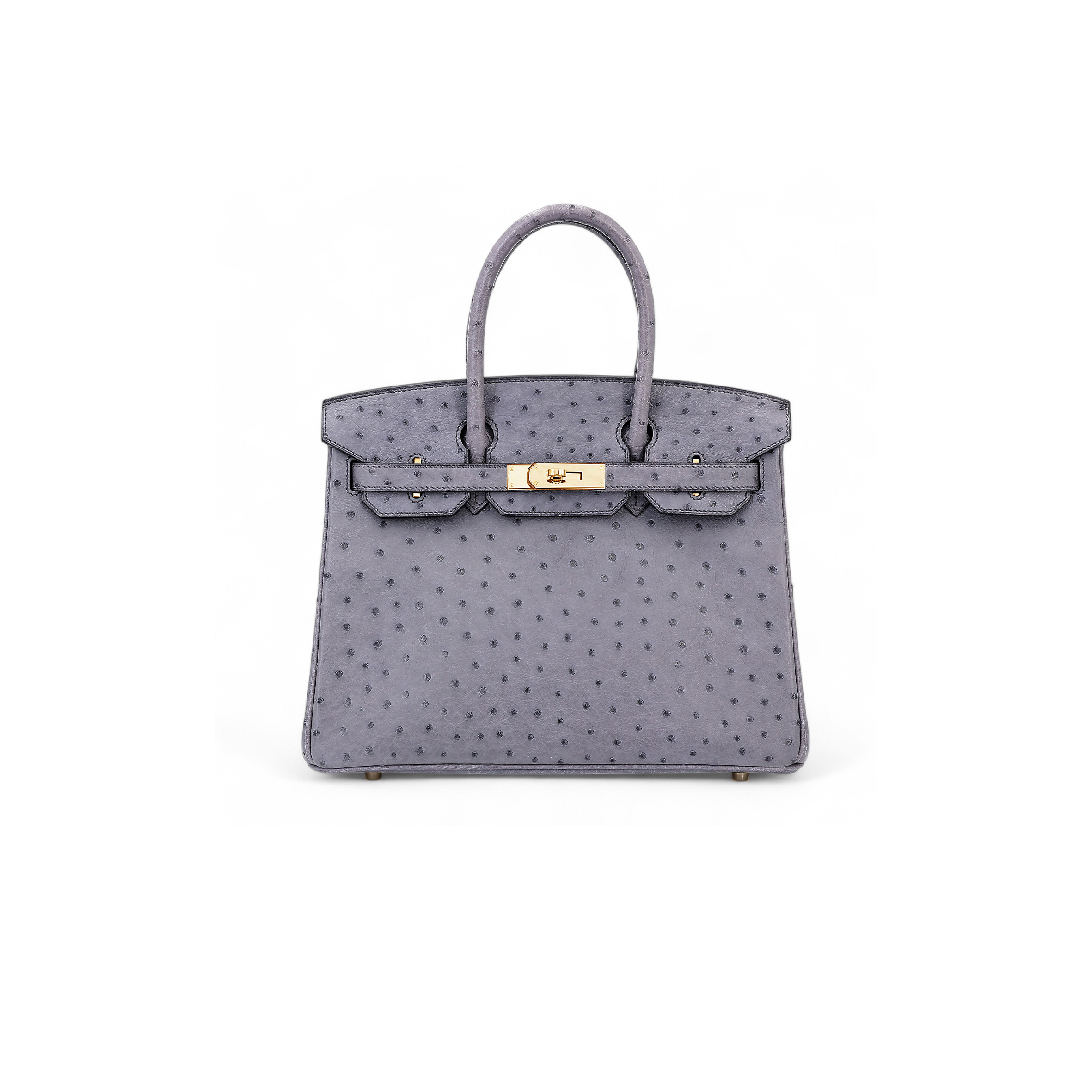H**mes master birkin 30 ostrich leather lavender gold buckle h041933ck80 (30*22*16cm)